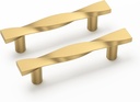 Goldenwarm 10 Pack Gold Cabinet Pulls Gold Drawer Pulls Brushed Gold Cabinet Pulls Solid Zinc Alloy Cabinet Handles Gold Cabinet Handware Handles for Bedroom Cupboard Dresser Door, 3Inch Hole Center