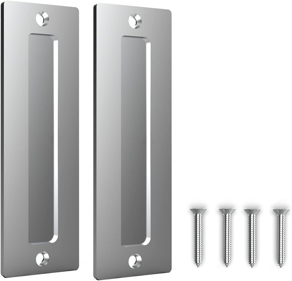 Orgerphy Stainless 7” Barn Door Handle Finger Pull Set (2 Pack)| Heavy Duty Modern Simple Invisible Handle for Gates Garages Sheds Barn Door, Pocket Door | with Flat Bottom Easy to Install(2 Pack)