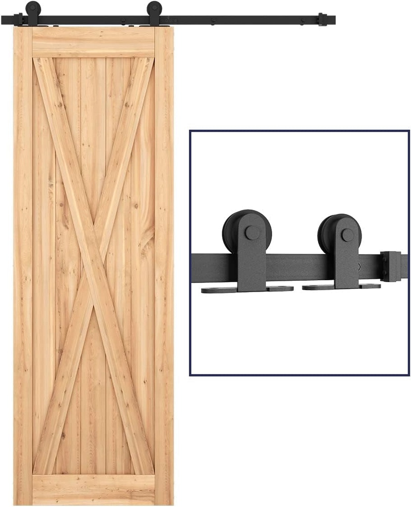 SMARTSTANDARD 5 FT Top Mount Sliding Barn Door Hardware Kit -Smoothly and Quietly -Easy to Install -Includes Step-By-Step Installation Instruction Fit 26"-30" Wide Door Panel (T Shape Hanger)