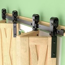 52" Bifold Barn Door Hardware Kit for 4 Doors - Black Plastic Spraying for Corrosion Resistance, Folding Push-Pull for Space Saving, Sturdy and Durable, Smooth and Quiet Sliding(Fold-52-4)