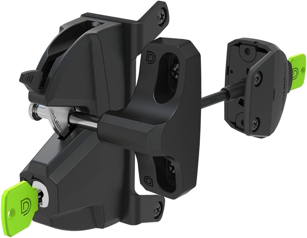 D&D Technologies LL3PWA Lokklatch Plus, Locking Privacy Gate Gravity Latch, Key Lockable on Both Sides of Gate, for Metal, Wood, and Vinyl Fences, Black