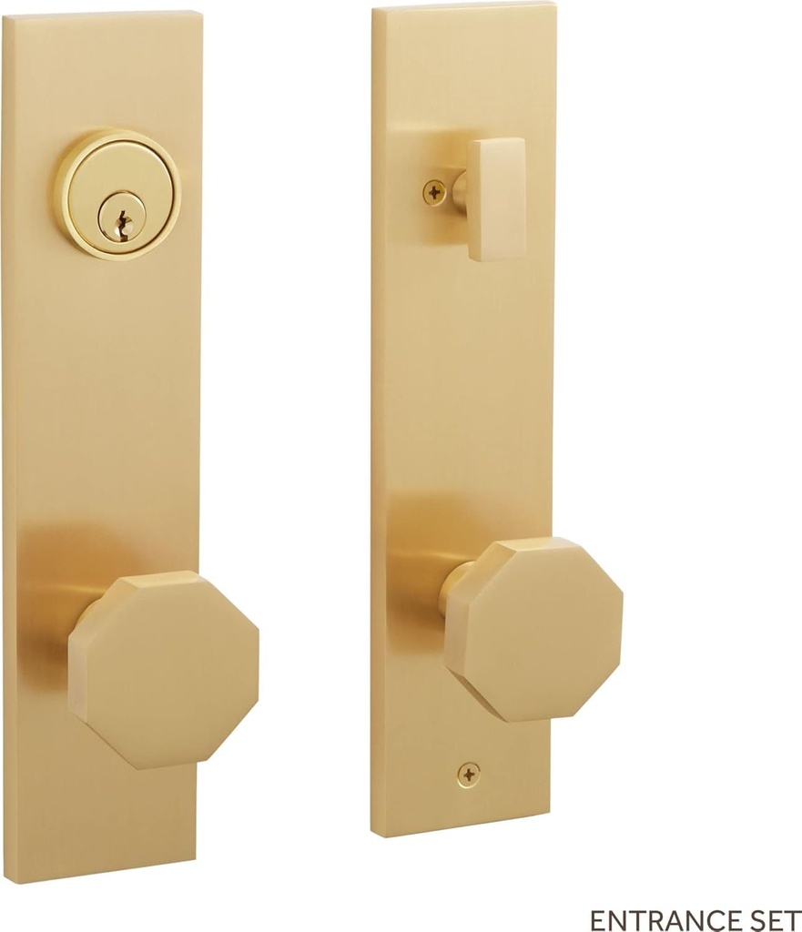 455443 Ambrus Solid Brass Keyed Entry Door Knob Set with 2-3/8" Backset