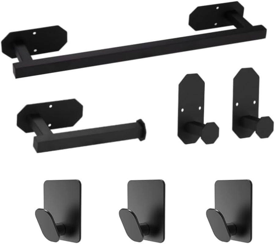 Matte Black Bathroom Accessories Set, 16-Inch Towel Bar Set Wall Mounted, Durable SUS 304 Stainless Steel Bathroom Hardware Set, Towel Racks for Bathroom Wall Mounted.