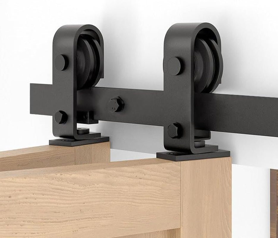 36'' Bifold Sliding Barn Door Hardware Kit,Top Mount Bi-Folding Track Kit for Double 16" Closet Doors,Heavy Duty Roller,Slide Smoothly Quietly,Easy Install,Black,No Door
