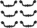 Renovators Supply Manufacturing Black Wrought Iron Drawer Bail Pull 4.38 Inch Long Antique Kitchen Cabinet Drop Style Swing Handles Rust Resistant Powder Coat Finish with Mounting Hardware Pack of 6
