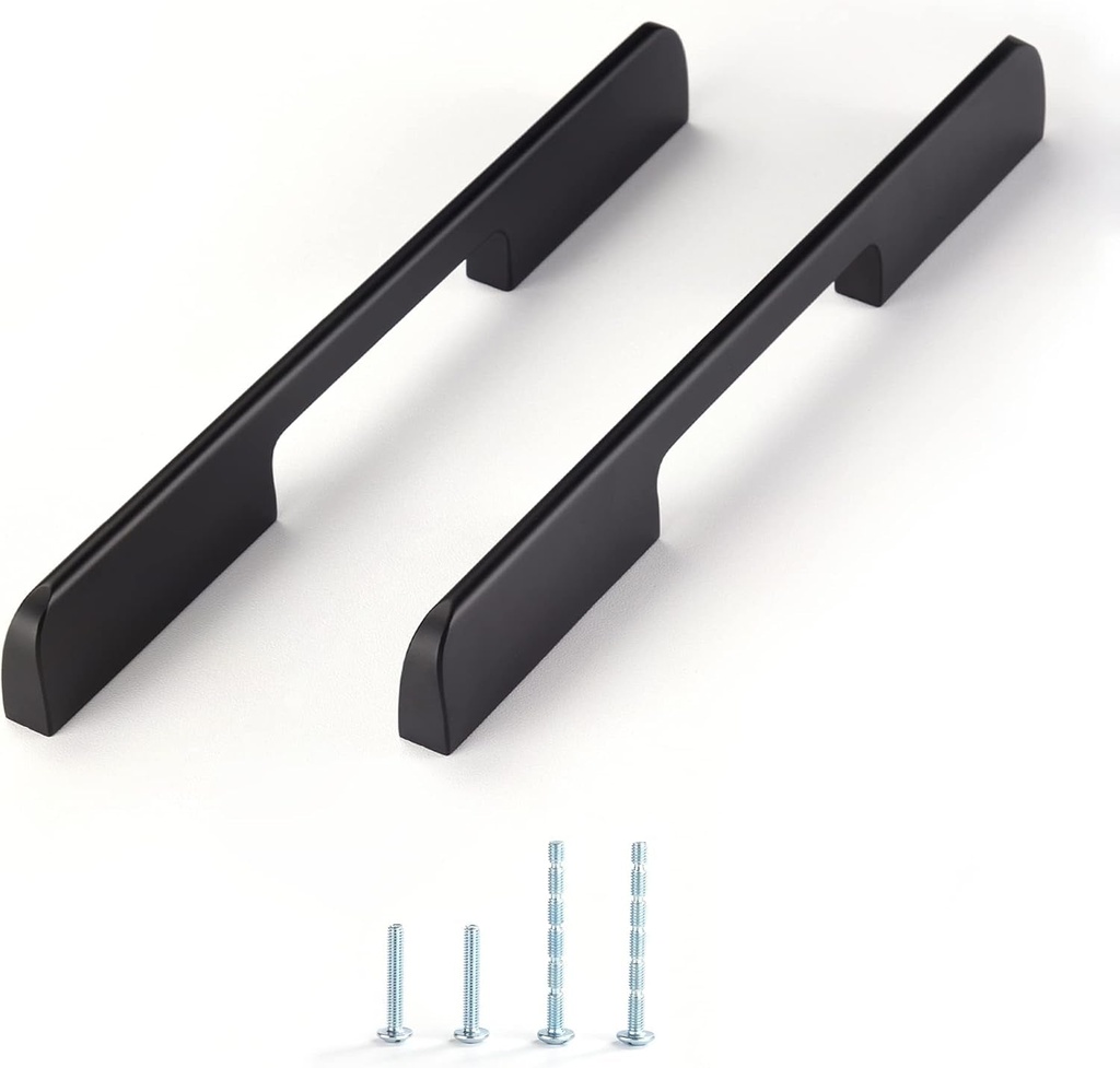 Satanga Kitchen Cabinet Pulls Hole Center 6.3 Inch Matte Black Bar Modern Cupboard Pull 5 Pack Solid Euro Style Dresser Handles Bathroom Bedroom Hardware Door Furniture Wardrobe Pull Overall 7.9"