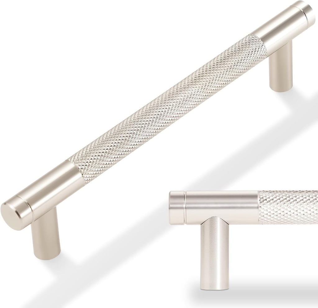 10 Pack 5 Inch(128Mm) Brushed Satin Nickel Kitchen Cabinet Handles Knurled Cabinet Pulls Drawer Pulls Kitchen Hardware