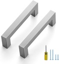 Ravinte 10 Pack Stainless Steel 3-1/2 Inch Cabinet Pulls Brushed Nickel Kitchen Cabinet Handles Square Kitchen Hardware for Cabinet Come with Screwdriver