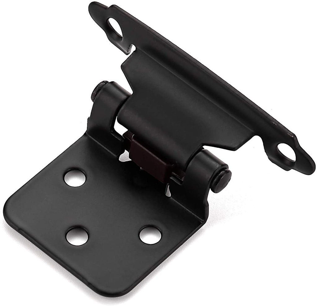 Ravinte 60 Pack 30 Pairs 1/2'' Overlay Cabinet Hinges Black Semi-Concealed Cupboard Hinges Face Mount Cabinet Hardware Self-Closing Cabinet Hinges Decorative Kitchen Cabinet Hinges with Door Bumpers