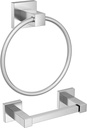 FORIOUS Toilet Paper Holder and Towel Ring Set, Brushed Nickel Pivoting Toilet Paper Holder Wall Mount, Sus304 Stainless Steel Bathroom Tissue Holder, Modern Bathroom Hardware Set