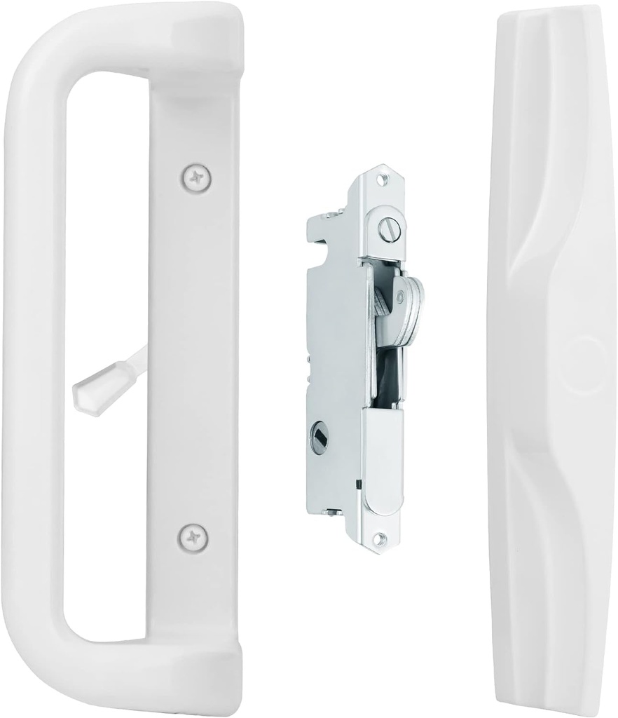 White Patio Door Handle Set with Mortise, Suitable for Replacement Doors Lock 3-15/16”Screw Hole Spacing.Choices That Add a Unique to Your Patio Glass Sliding Door.