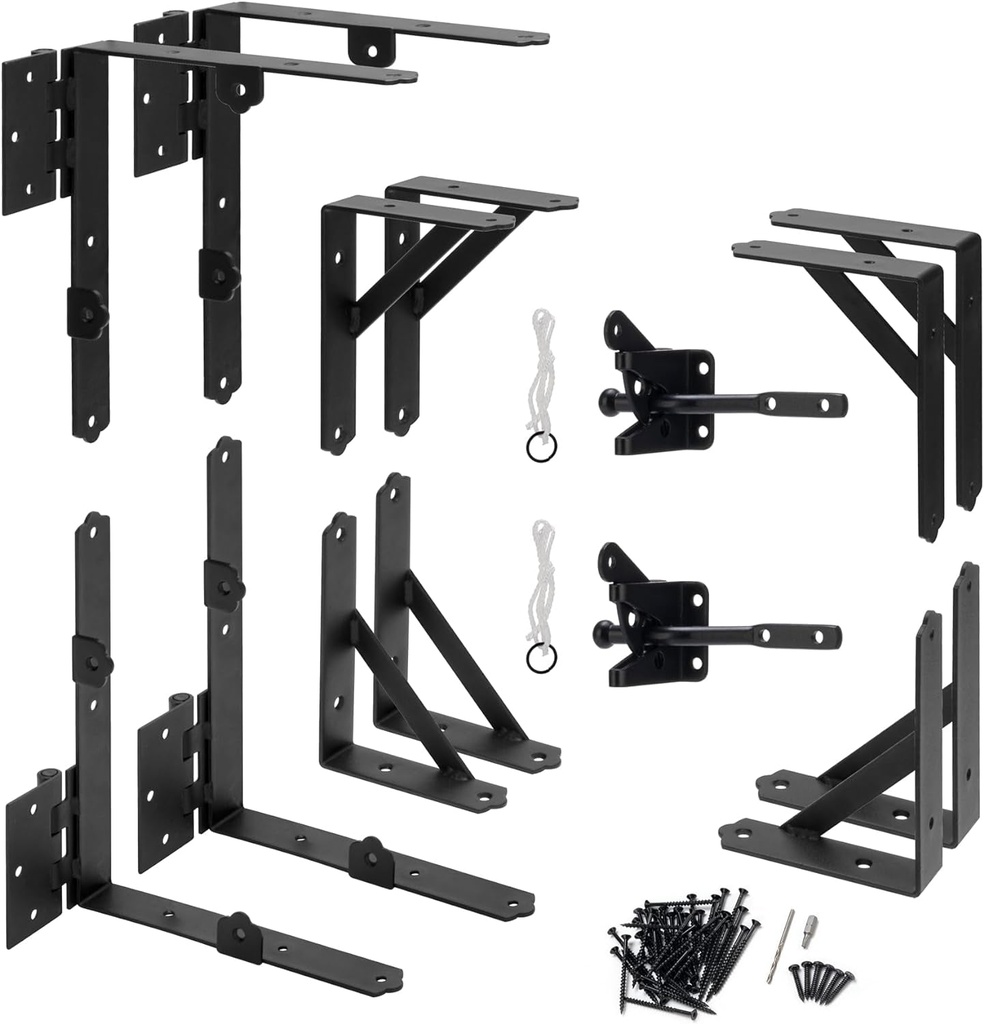 2 Set anti Sag Gate Frame Kit Gate Corner Brace Bracket Heavy Duty Adjustable Gate Hardware with Gate Latch for Wooden Fences,Driveway Gates,Shed Doors,Corral Gates,Wood Windows