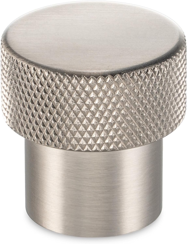 KOOFIZO 30-Pack Knurled Cabinet Knob - Brushed Nickel Pull Handle (25Mm / 1 Inch), K22 Solid Hardware for Kitchen Cupboard Door, Bedroom Dresser Drawer, Bathroom Wardrobe