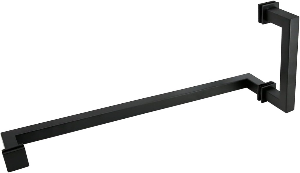 Stainless Steel 304 Grade Square 6" Shower Door Pull Handle 18" Towel Bar Combination (SSST457) (Matte Black Finish)