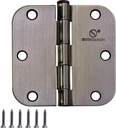 Door Hinge 3 1/2 Inch Interior Door Hinges Antique Brass 3.5 Inch Interior Hinges 5/8"Radius Flat Iron Hinge 3 ½"X 3 ½" Door Hardware - 12 Pieces