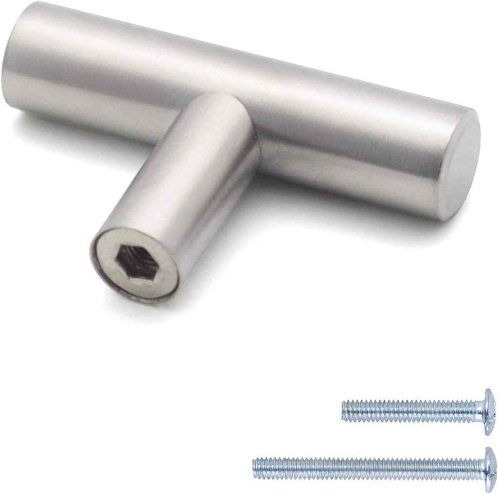 Knobonly Cabinet Knobs |50 Pack Brushed Nickel Cabinet Knobs Pulls for Kitchen Cupboard, Stainless Steel T Bar Drawer Knobs