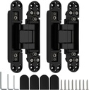 2 Pack, Goldenwarm 7 Inch Hidden Door Hinges Invisible Hinges for Heavy Duty Doors Black Door Hinges Black Hidden Hinges Hidden Door Hardware