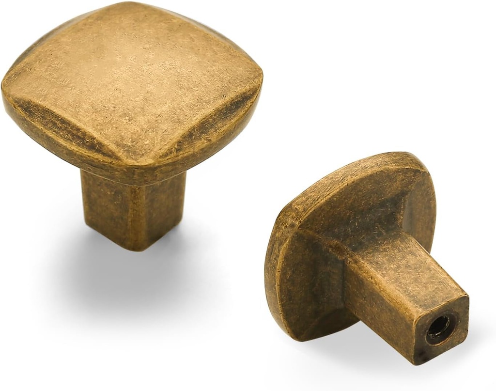 10 Pack Kitchen Cabinet Knob Antique Brass Square Dresser Knobs Drawer Knobs Vintage Retro Kitchen Cabinet Hardware Knobs for Dresser Drawers