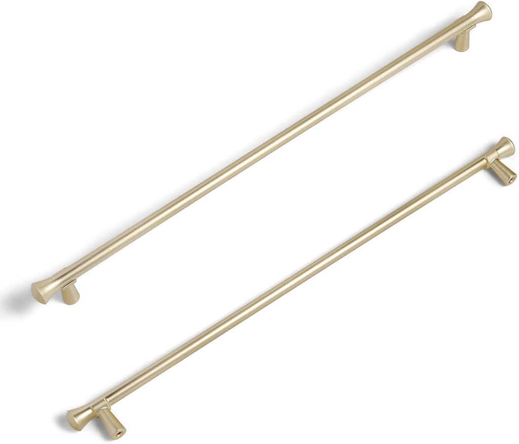 Brushed Brass Cabinet Handles, Vintage Drawer Pulls for Kitchen, Cabinet Hardware for Bedroom, 12-5/8 Inches Center to Center, 6 Pack (Model 6652)