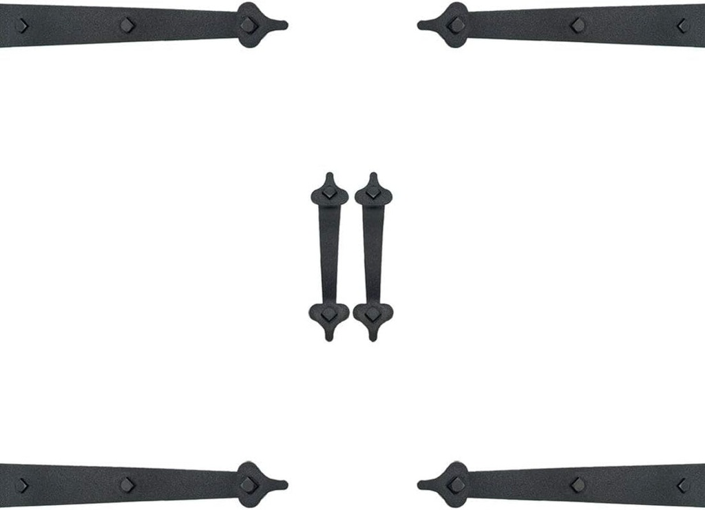 DURA-LIFT Ultra-Life Magnetic Decorative Carriage-Style Garage Door Accent Trim Hardware, (Four 16" Hinges, Two 12" Handles)
