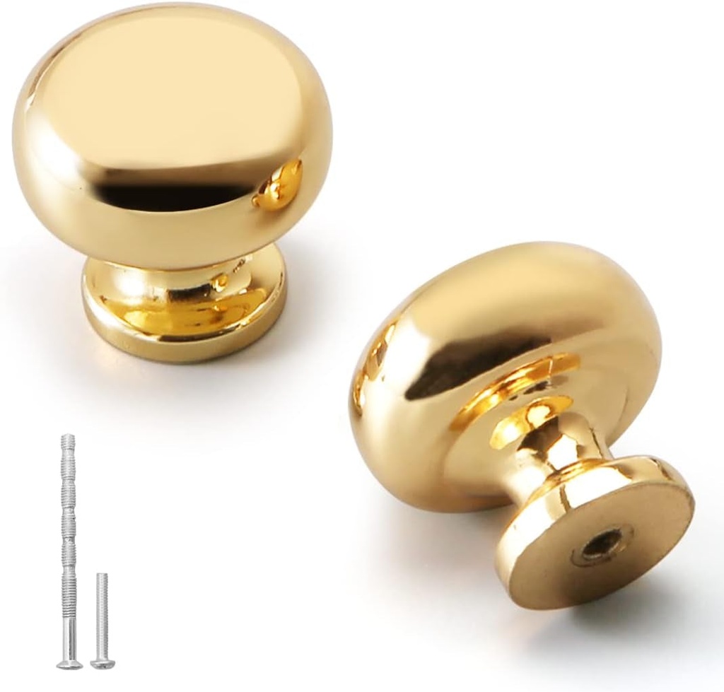 YAGU Modern 10 Pack Kitchen Drawer Knobs Cabinet Pulls Bright Gold Dresser Furniture Hardware for Cupboard Door Wardrobe Closet Polished Brass Handles