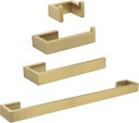 Tocten 4-Pcs Bathroom Hardware Set Stainless Steel Square Towel Rack Set Wall Mounted- Include Towel Bar, Hand Towel Holder, Toilet Paper Holder, Robe Hook, Bathroom Accessories Set (Gold, 16 Inch)