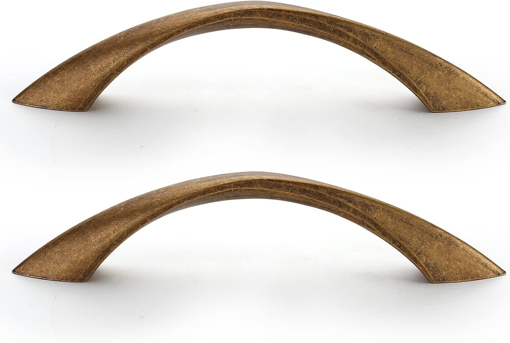 10 Pack 3-3/4 Inch(96Mm) Twisted Kitchen Cabinet Handles Antique Brass Arched and Bow Cabinet Pulls Solid Zinc Alloy Curved Dresser Drawer Hardware Handles