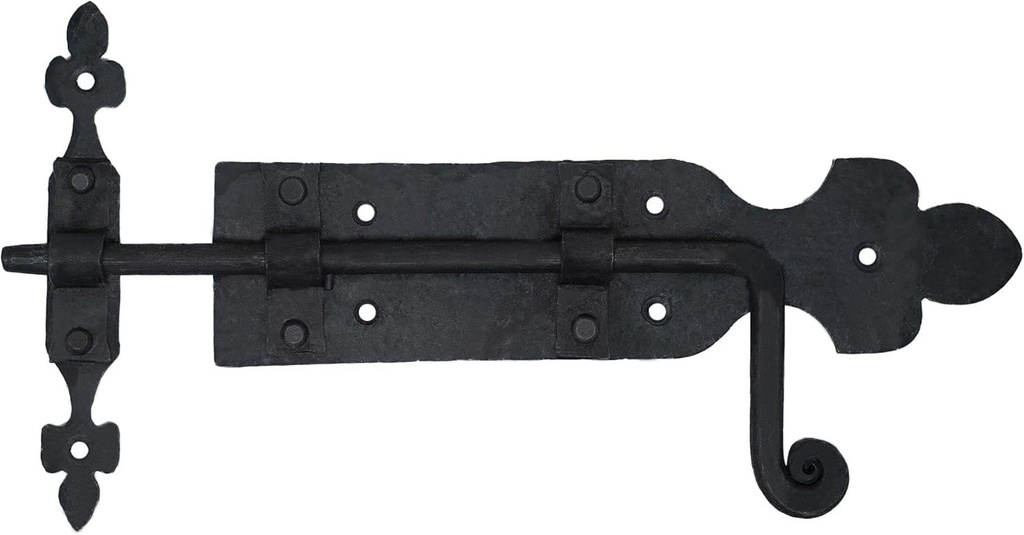 Heavy Duty Door Lock Bolt Gate Latch Handforged Iron Sliding Door Lock Black Flip Latch for Old Farm Shed Door Cabinet, Vintage Hardware Accessory