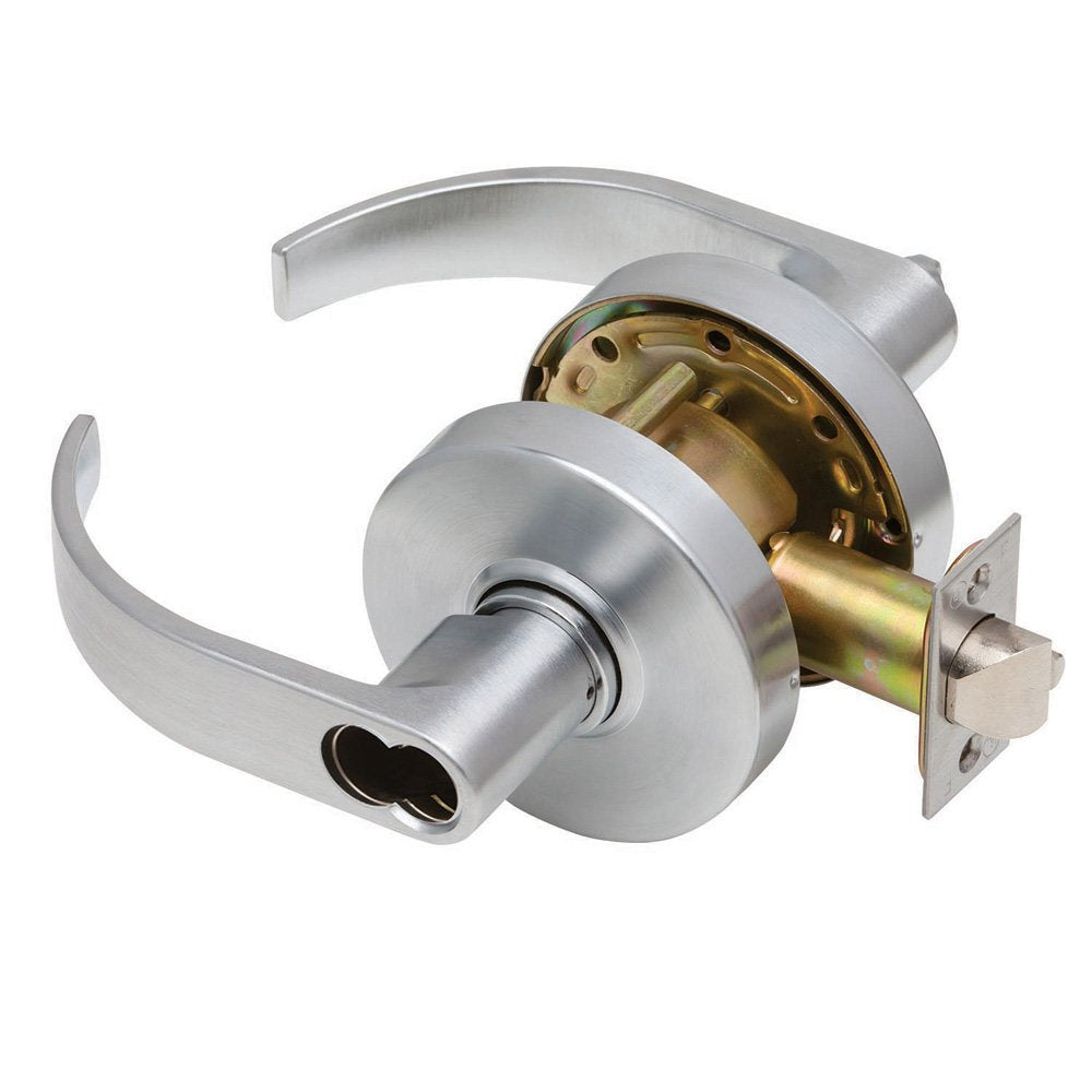 C1000-ENTR-C-626-SFIC Grade1 Entry/Office Cylindrical Lock with Curved Trim, Satin Chrome, 2 3/4" Backset
