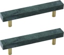 Woogim 2PCS Green 5" Square Cabinet Furniture Hardware Cabinet Pulls Green Marble Brass Drawer Handles for Kitchen Bathroom Bedroom 3.78" Hole Distance