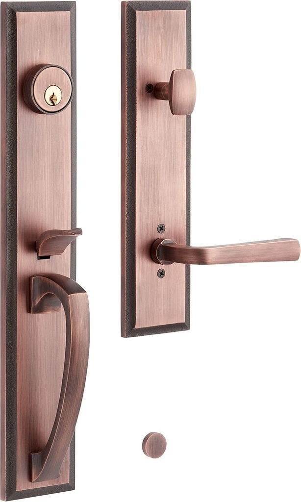 479115 Aurick Right Handed Solid Brass Keyed Entry Door Lever Set with 2-3/8" Backset - Oil Rubbed Bronze