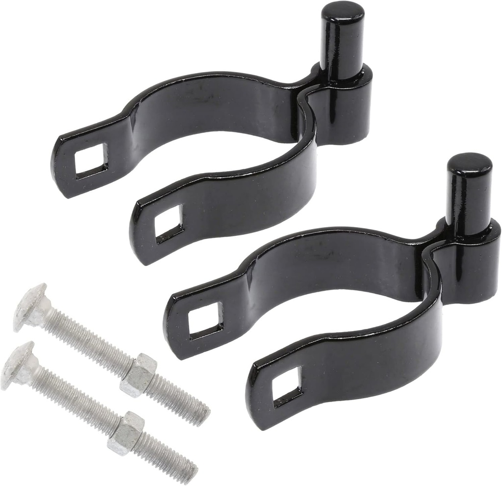 2 1/2" (2 3/8" OD) X 5/8" Black Male Gate Frame Hinges for Chain Link Fence Post | Hinges with Bolts | Pack of 2