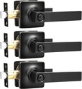GOBEKOR 3 Pack Black Door Handles Interior Door Handles with Lock Privacy Door Levers for Bedroom Bathroom Matte Black Lever Door Handle Square Door Handles Hardware