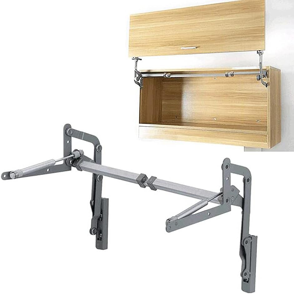 GYKLE Cabinet Door Hinges, Folding Lift up Top Table Vertical Swing Lift up Stay Pneumatic Arm Kitchen Mechanism Hinges Durable Silent