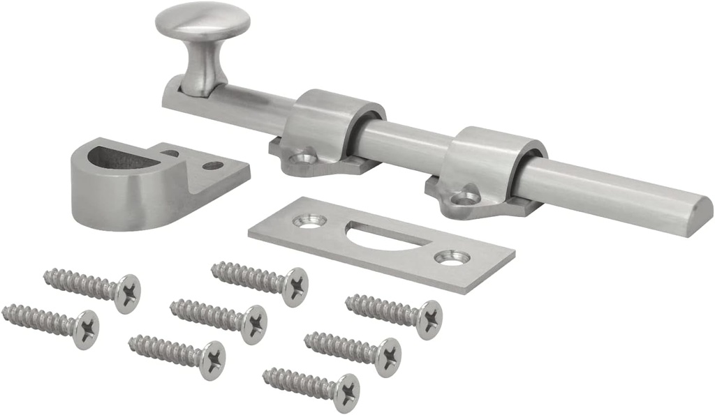 Nuk3Y Heavy Duty Solid Brass Dutch Door Surface Bolt (6", Satin Nickel)