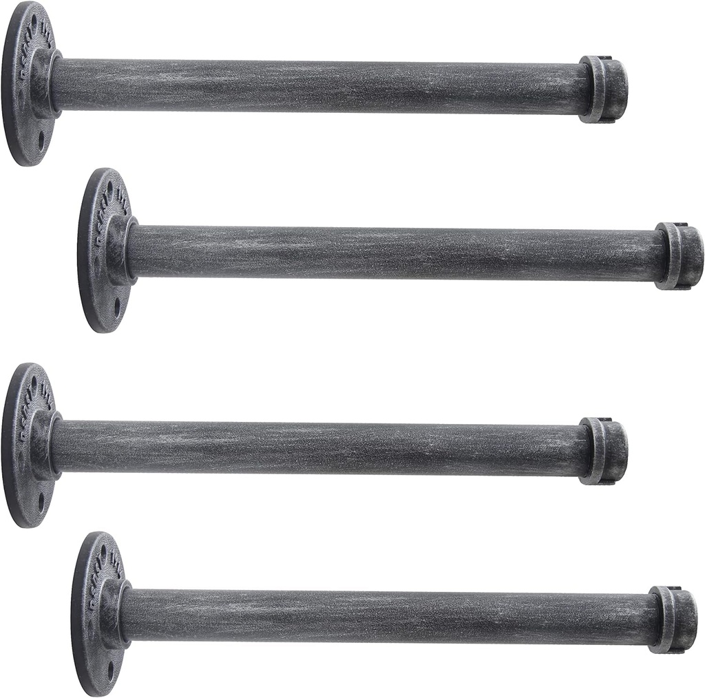 Shelf Bracket, 4 Pack Floating Shelf Bracket Rustic Wall Mounted, Industrial Pipe Shelving Heavy Duty Support Hardware for Wood(12",Black Gray)