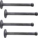 Shelf Bracket, 4 Pack Floating Shelf Bracket Rustic Wall Mounted, Industrial Pipe Shelving Heavy Duty Support Hardware for Wood(12",Black Gray)