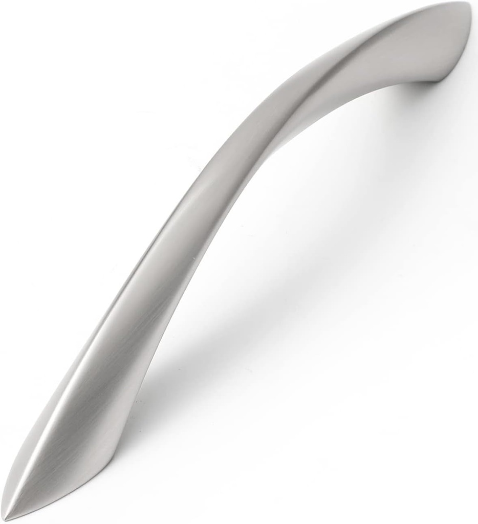 10 Pack Brushed Nickel Cabinet Pulls 5 Inch Arch Twisted Silver Handles Drawer Kitchen Cupboard Bathroom Dresser Cabinet Hardware Zinc Alloy
