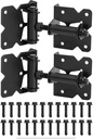 Self-Closing Gate Hinges, Heavy Duty Door Hinges for Wooden/Vinyl/Pvc Fences, 90 Degree Adjustable Gate Hinge Hardware Kit with Spring Adjuster Tool, Black(1 Pair-2 Hinges)