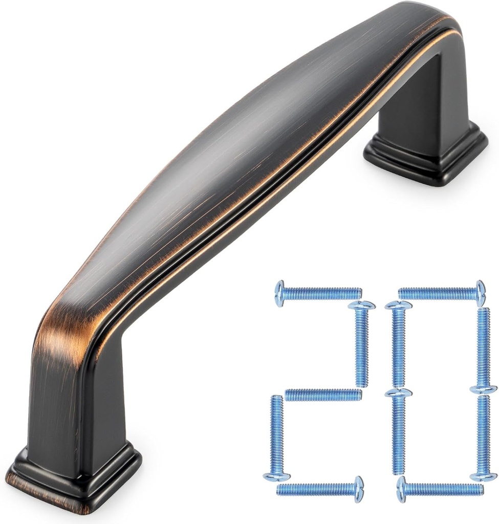 KOOFIZO 20-Pack Square Foot Cabinet Arch Pull - Oil Rubbed Bronze Furniture Handle, 3 Inch/76Mm Screw Spacing for Kitchen Cupboard Door, Bedroom Dresser Drawer, Bathroom Furniture Hardware