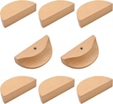 MOROBOR Half Moon Drawer Handles, 8PCS Wooden Semi Circle Pulls Beech Wood Wardrobe Drawer Hardware Double Hole Handle for Drawer Cabinet Wardrobe
