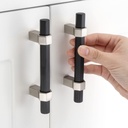 3 Inch Hole Centers, Black Hexagon Bar & Nickel Foot Kitchen Cabinet Pull Handle AP1310 | Pack of 5, Solid Hardware for Drawer, Dresser, Bathroom, Vanity, Furniture Door, Cupboard, 3"
