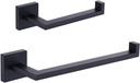 GERZWY SUS 304 Stainless Steel Bathroom Hardware Set Matte Black Towel Ring and Toilet Paper Holder Bath Hardware Accessories Sets Wall Mounted IG1856-2BK