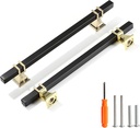 Cabinet Pulls Matte Black and Gold Cabinet Handles, 10 Pack 7-1/2 Inch Kitchen Door Cupboard Wardrobe Drawer Handles, Cabinet Hardware Bar Drawer Pulls, 192Mm Hole Centers