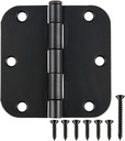 42 Pack Matte Black Door Hinges 3.5 Inch 5/8" Radius,Rounded Interior 3 1/2" Bifold Table Closet Big Black Door Hinges for Doors,Furniture,Farm,Book Shelf,Gate,Bed Room,Entryway,Patio,Playhouse,Kit