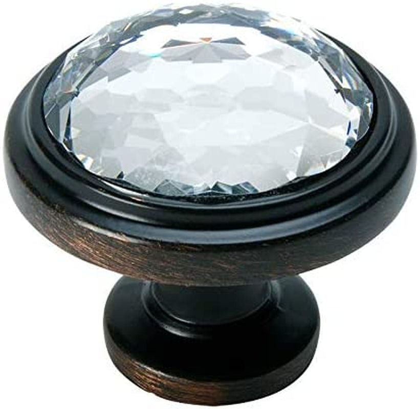 5 Pack - Cosmas 5317ORB-C Oil Rubbed Bronze Cabinet Hardware round Knob with Clear Glass - 1-1/4" Diameter