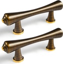 4 Pack 4-1/2 Inch Antique Brass Brushed Bronze Kitchen Cabinet Handle Vintage Retro Cabinet Pulls Bathroom Hardware for Cupboard Drawer Pulls Dresser Pulls, S