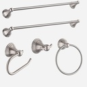 Bathroom Hardware Set, Towel Rack Set Towel Bar Set for Bathroom, Toilet Paper Holder, Hand Towel Holder and Robe Hook 5-Pieces Bathroom Towel Holder Set, Zinc, Nickel