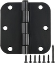 TDCHINGES 36 Pack Rounded Matte Black Door Hinges 3.5 Inch 5/8" Radius Interior 3 1/2 Inch Door Hinges Flat Iron Bifold Easy Installation Door Hinges for Doors 3 ½" Hardware Controls