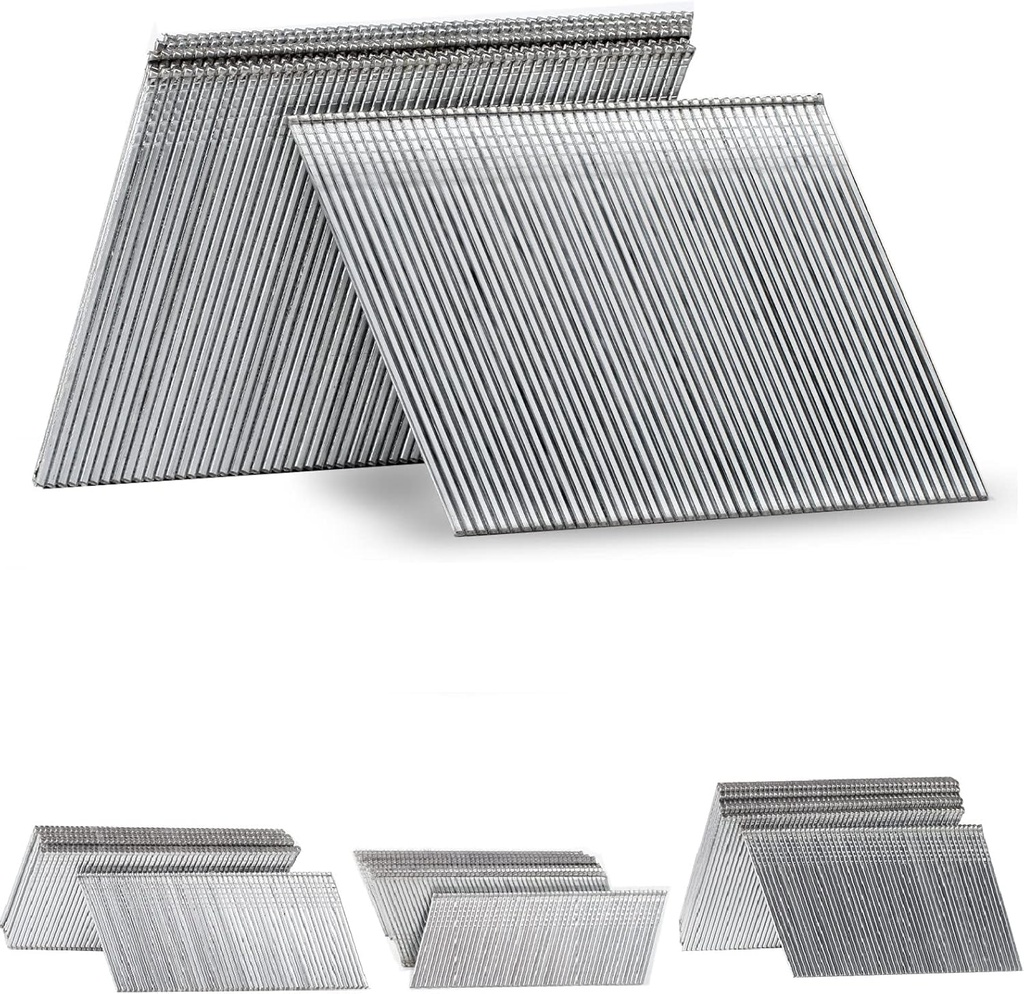 16 Gauge 20-Degree Angled Finish Nails, 2 Inch 2000-Pack Galvanized, for Pneumatic, Electric Angled Finish Nailer
